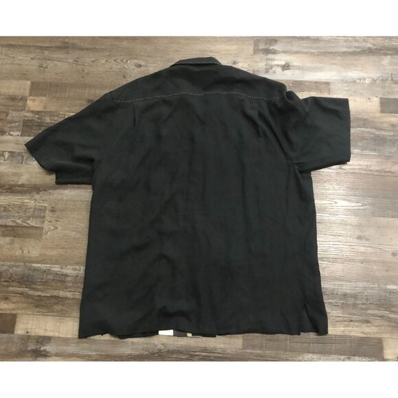 Nat Nast Black & Cream Striped Silk Large Button Up Shirt Sleeve Shirt - Picture 4 of 6